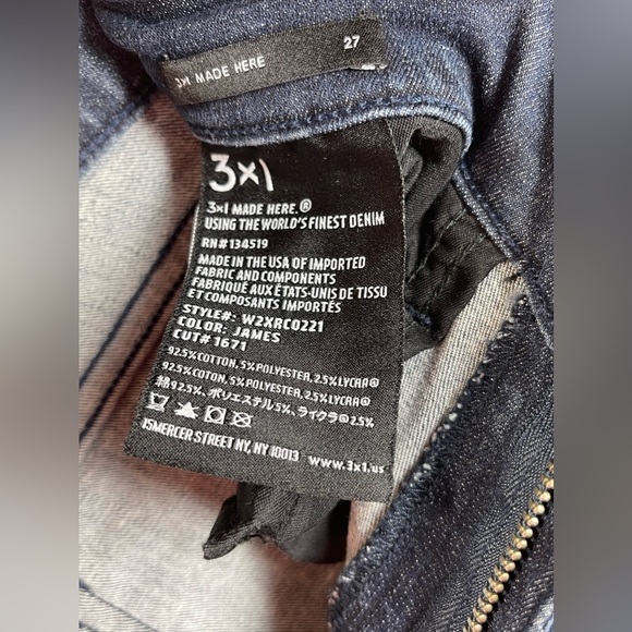 3x1 Jeans Women’s Size 27 Made Here Modern High Rise James Skinny - Picture 10 of 10